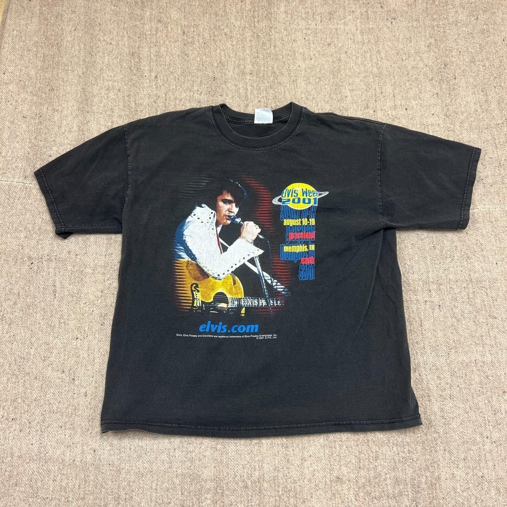 Vintage Elvis Week Shirt Mens XL Black 2000s Graceland